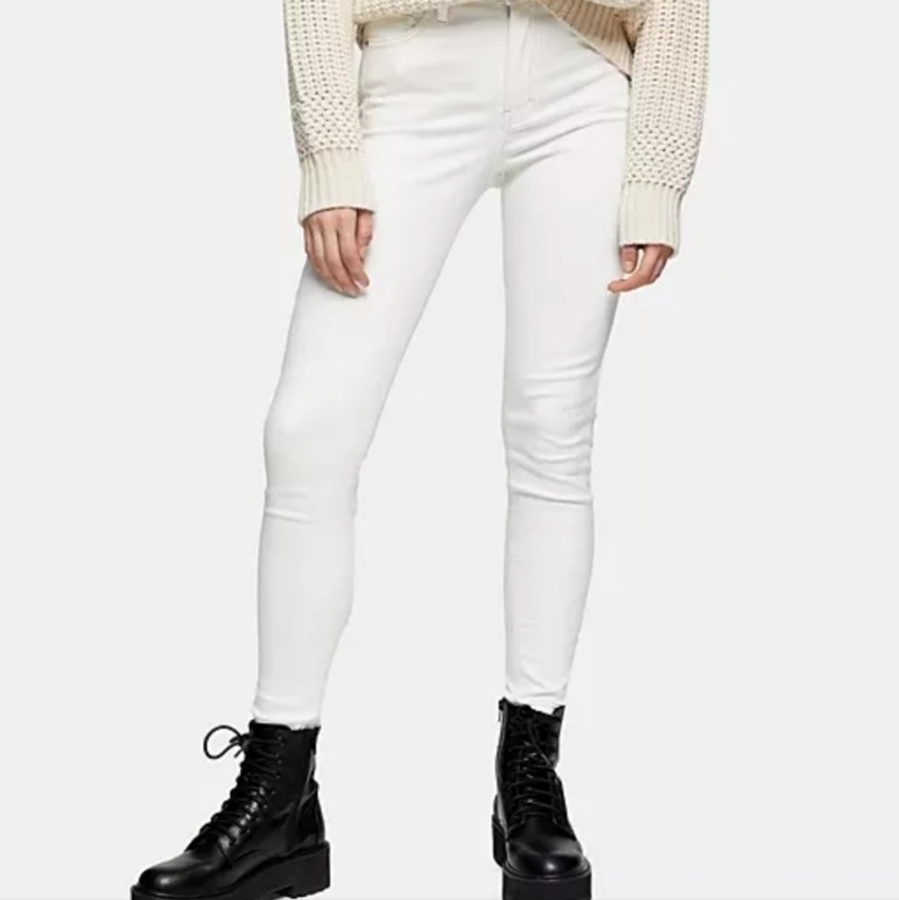 NEW Topshop Off White Jamie High Waist Skinny Jeans